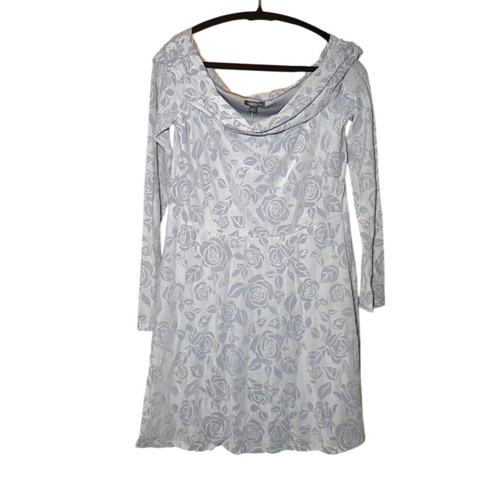 Wild Fable - NWT - Dusty Blue Velvet Rose - Long Sleeve Dress